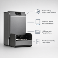 Distributeur automatique intelligent de nourriture pour animaux de compagnie USMILEPET 15L, tout en métal, avec contrôle par application WiFi, alimentation programmée et enregistrement vocal pour chien