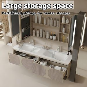 Ensemble de meubles de salle de bain modernes en bois massif OEM avec miroir de table intégré, évier étanche et <span class=keywords><strong>robinet</strong></span> en cuivre - Product Image 5