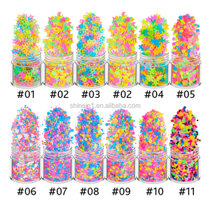 Jinshineer — paillettes, lot de 1 boîte, en forme de cœur néon, Fluorescent, en forme de <span class=keywords><strong>papillon</strong></span>, paillettes, Art de manucure et de pédicure, couleurs néons mélangées, pour Festival - Product Image 2