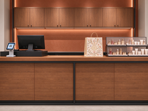 Custom Modern Wooden Cosmetic Display Shelves with <b>LED</b> <b>Lighting</b> for Luxury Beauty and Perfume Stores - Product Image 2