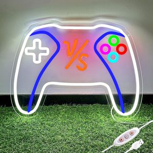 Enseigne néon <span class=keywords><strong>VS</strong></span> Gamepad - Lumière <span class=keywords><strong>LED</strong></span> blanc chaud alimentée par USB, indice IP20, pour salle de jeux/décoration de chambre d'adolescent - Product Image 1