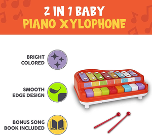Juego <span class=keywords><strong>de</strong></span> instrumentos musicales educativos <span class=keywords><strong>de</strong></span> xilófono <span class=keywords><strong>de</strong></span> Piano 2 en 1 con 8 escalas <span class=keywords><strong>de</strong></span> teclas multicolores y cancionero para niños - Product Image 2