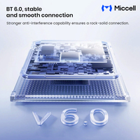 Miccell Wholesale 6.0 Headphones Ear-ckip Wireless Headphones Music Call Earphones Sports Earbuds untuk Iphone, Samsung.