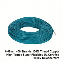 Cable de silicona de cobre estañado de 2.0 mm² UL3644 14 AWG, 400 hilos, 1000 V, antioxidación, para cables de alimentación de drones de alta resistencia