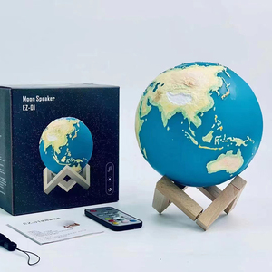 5 Watt Trái Đất phim hoạt hình loa bán kính toàn cầu nhìn LED không dây BT loa trong nhà bằng gỗ cơ sở điều khiển từ xa loa âm nhạc - Product Image 3