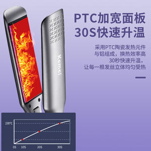 Lisseur de cheveux Kemei 1 pouce avec affichage numérique de la température, fer à friser et à lisser électrique argenté - Product Image 4