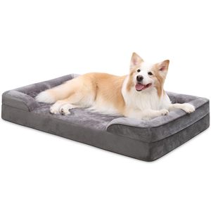 Sofá para mascotas tipo C de terciopelo ártico, cuatro estaciones, <span class=keywords><strong>nido</strong></span> de gato cálido universal, cama para perro de esponja, se puede desmontar y lavar, alfombrilla para perro grande - Product Image 1