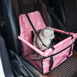 Asiento de coche para mascotas con diseño de huellas rosas, para perros, delantero o trasero, individual, impermeable, resistente al desgaste, material de PVC - Product Image 1