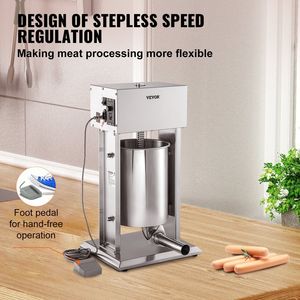 DB Wholesale 15L Electric Stainless Steel <b>Sausage</b> Stuffer Manual Variable Speed <b>Sausage</b> <b>Maker</b> for Home Use and Restaurants - Product Image 4