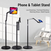 Support de téléphone portable réglable en hauteur en alliage d'aluminium avec rotation à 360° pour lit et bureau, idéal pour la diffusion en direct