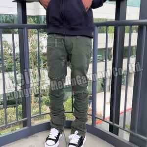 Nuevos Jeans Apilados de Mezclilla con Estilo Desgarrado Personalizado - Product Image 4