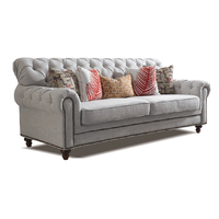 Nouveau canapé Chesterfield carré trois places en cuir véritable bleu-vert de luxe, design moderne, meubles de salon, style américain