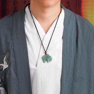 หยกเจไดต์ธรรมชาติ สีเขียวหยก จี้หยกเจไดต์ รูปช้าง สไตล์จีน ดีไซน์ดั้งเดิม ของขวัญพร้อมใบรับรอง DW26 - Product Image 4