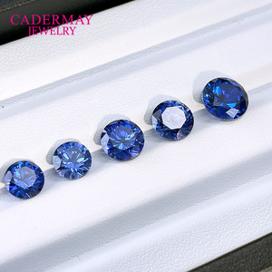 Cadermay Jewelry Lab Created Sapphire Round Brilliant Cut Cornflower Blue Loose Gemstones For Jewelry Making - Product Image 2