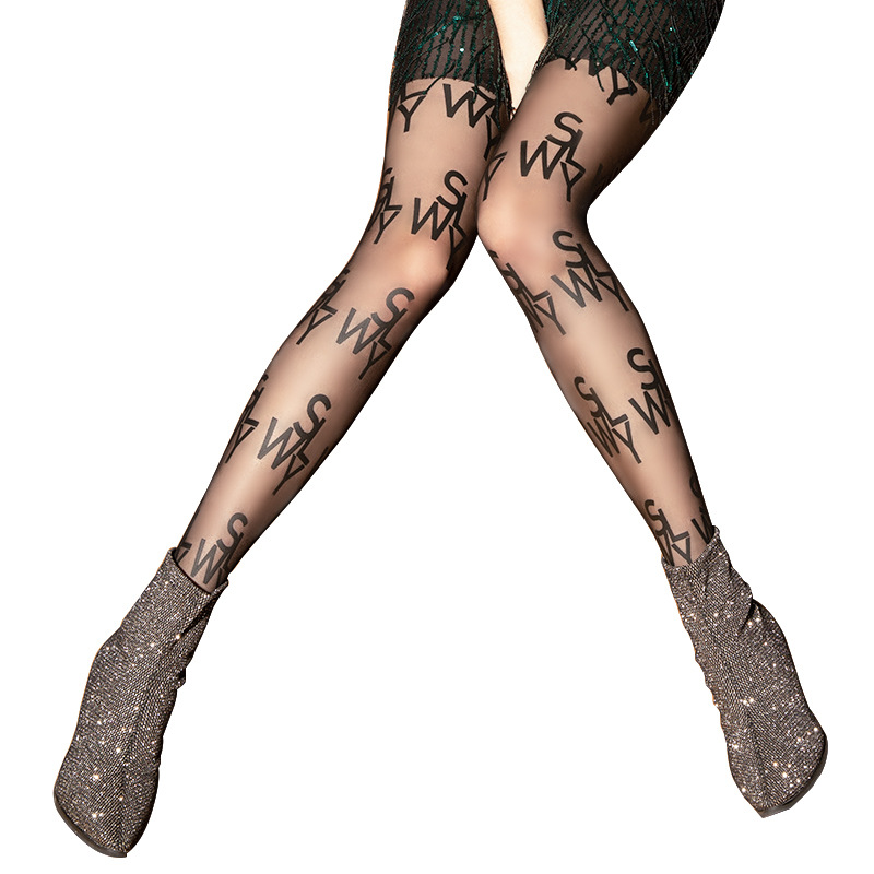 tights for women Hallows Shiny Fishnet Stockings Women Fashion Designed Tights Pantyhose Transparent Thin Custom Print Rhinestone Party Pantyhose Medias para mujer