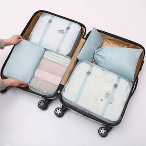 Organiseur de valise pliable avec logo personnalisé, ensembles de cubes de compression pour l'emballage, sac de rangement pour bagages de voyage - Product Image 4