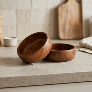 Tazón para Servir Tallado a Mano, Diseño Personalizado, Ecológico, de Madera de Mango Pulida, Estilo Vintage, 6-10 Piezas, para Comida de Fiesta - Product Image 1