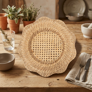 BEST SELLER Set de table en rotin tressé à la main en forme de fleur, naturel, en provenance du Vietnam - Product Image 1