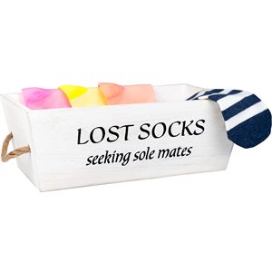 Insegna in Legno 'Lost Socks Basket' per Lavanderia in Stile Fattoria Moderna, Accessori per Casa - Product Image 4