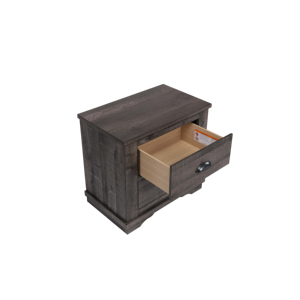 ตู้ข้างเตียงไม้สไตล์รัสติกสีเทาแบบสองลิ้นชักทันสมัย - Product Image 2