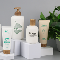 Flacon rond vide en plastique, contenant à shampoing, personnalisé, emballage cosmétique, à pompe, en plastique PE, ml