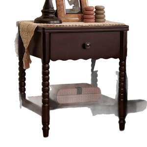 French Style Vintage Solid Wood Nightstand With <b>Storage</b> Drawer Bedroom Furniture - Product Image 5
