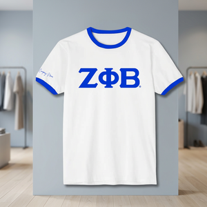 T-shirt personnalisé Zeta Phi Beta Sorority Ringer avec lettres grecques brodées ZPB – Vente en gros de vêtements grecs OEM ODM - Product Image 3