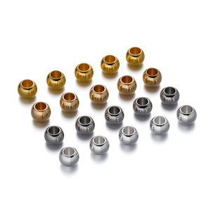 Copper Plated Gold Plated Round <b>Beads</b> 4 5 6mm <b>Large</b> Hole Spacers For DIY Jewelry Making Bracelets Necklaces Accessories - Product Image 5