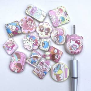 Accessoires de perles tendance en acrylique Gemini Star à trous traversants, imprimés recto-verso, série à thème, pour chaîne de téléphone, sac à main, pièces de bricolage - Product Image 3