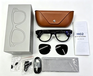 M02X Pro Max AI Smart Glasses 13MP <b>Camera</b> 4K Video Recording EIS <b>Stabilization</b> BT Calling Genuine Leather Charging Case IPX5 - Product Image 1
