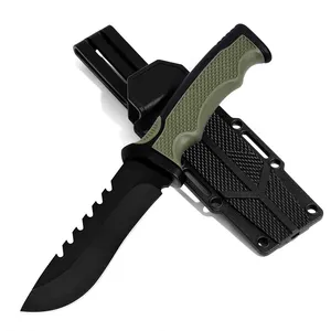 Fixed Blade Outdoor Duty Knife Stainless Steel Drop Blade with Non-Slip Rubber Handle For Camping Survival Knife