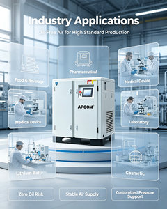 เครื่องอัดอากาศแบบสกรู APCOM VSD-15A ชนิดหล่อลื่นด้วยน้ำ ไม่ใช้น้ำมัน แรงดันสูง สำหรับอุตสาหกรรม - Product Image 5