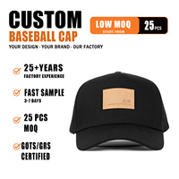 Gorra de Béisbol Personalizada con Parche de Cuero con Logotipo, 5 Paneles, Color Sólido, Lisa, Transpirable, Protección Solar Diaria para Exteriores
