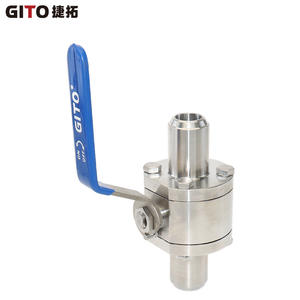 Vanne à boisseau sphérique manuelle en acier inoxydable de qualité BA, trois pièces, haute pression, DN25, soudée, pour milieux aqueux - Product Image 2