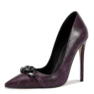 Escarpins rétro pour femme à talon aiguille, grande taille 47, avec chaîne décorative, pour pieds larges, idéaux pour les soirées - Product Image 2