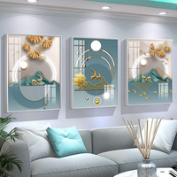 Décoration Murale de Luxe Moderne Nouveau Produit, Peinture Murale Abstraite Simple sur Verre, 3 Pièces en Porcelaine Cristal