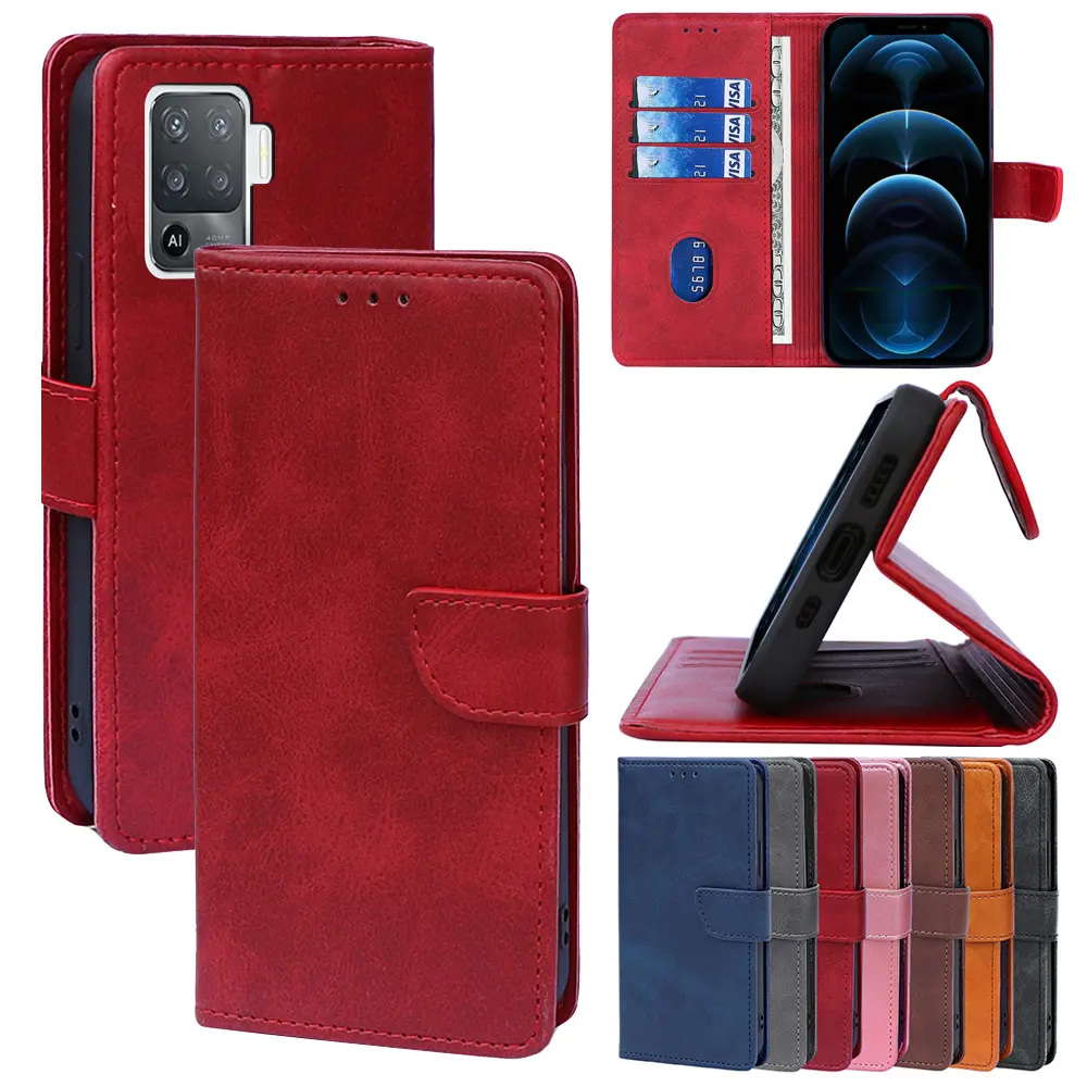 Customized high quality multi card slot phone case PU leather case for OPPO Find X6 X5 X3 X2 F21 F19 F17 Pro book cover
