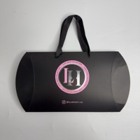 Sac en papier noir de luxe 36x26x6cm avec poignée en satin et logo personnalisé, idéal pour l'emballage de perruques et de mèches de cheveux, sac cadeau, boîtes en papier pour entreprises
