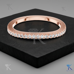 Bague de mariage en diamant de laboratoire, or massif, style vintage, pavée, empilable, bijoux fins, sur mesure, cadeau pour femme, fournisseur en gros - Product Image 6