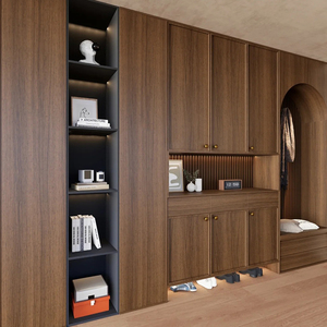 Étagère à chaussures modulaire en bois au design traditionnel et moderne, écologique, avec rangement mural incurvé pour la <span class=keywords><strong>maison</strong></span> et le salon - Product Image 1