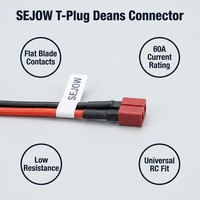 SEJOW T-Stecker Deans-Verbinder Männlich Weiblich 60A Niedriger Widerstand Hitzebeständig RC Auto LKW LiPo Akku OEM