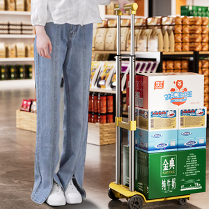 फोल्डेबल हैंड पुश कार्ट किराना पोर्टेबल फोल्डिंग कार्ट शॉपिंग ट्रॉली कार्ट - Product Image 5