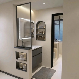 Panel de Vidrio Templado Texturizado con Diseño de Arcoíris y Ondas de Agua, de <span class=keywords><strong>Media</strong></span> Altura, <span class=keywords><strong>para</strong></span> Sala de Estar, Pasillo o Baño - Product Image 1