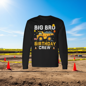 Camiseta de manga larga Big Bro Birthday Crew Construction para niños - Product Image 3