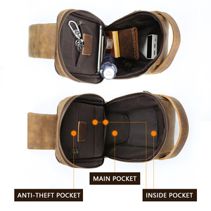 Herren Leder Vintage Marke Schulter für Männer Echte Herren Brusttaschen Cross body Wasserdichte Messenger Brusttasche - Product Image 4