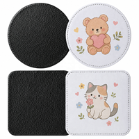 Sous-verres en cuir PU personnalisables par sublimation, tapis à boissons réutilisables pour la décoration intérieure et les cadeaux promotionnels