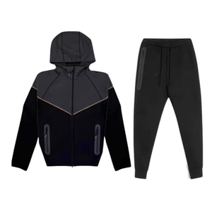 2025 người đàn ông của thể thao giản dị phù hợp với đội mũ trùm đầu dây kéo Áo sơ mi dây rút bông đan in mô hình mùa hè Báo Chí kẹo cao su quần mùa thu mùa xuân - Product Image 1