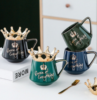 Tasse à café de luxe en céramique, avec couvercle et cuillère, cœur, cadeau pour mères