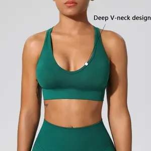 Activewear Seamless Gym Women Backless Yoga Set Sports Bra Top Fitness For Women Compression