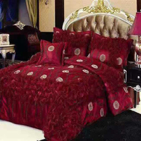 Parure de lit de luxe en polyester à motif végétal de dessin animé pour usage domestique, drap, taie d'oreiller et housse de couette pour lits simples, doubles et très grands